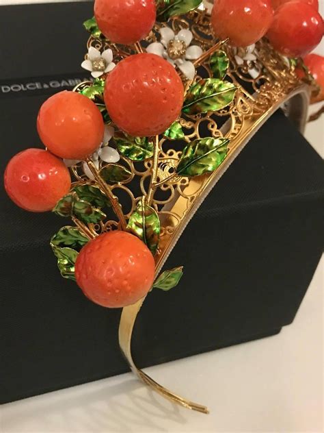 Dolce and Gabbana Gold Lattice Orange Flower Diadem Tiara